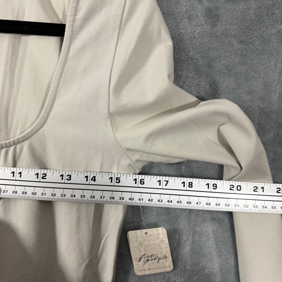 Free People Onda Drop Waist Long Sleeve Mini Dress Neutral L - Picture 12 of 13